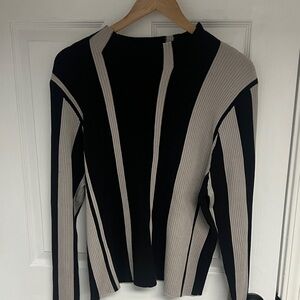 Elegant Black and Cream Women's Turtleneck Sweater
